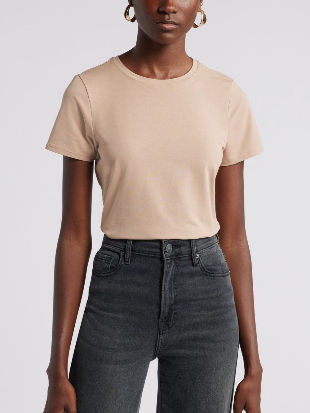 Nordstrom Tan Pima Cotton Crewneck Tee Size Large